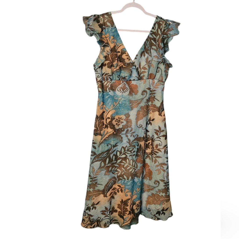 Breakin Loose Women's Dress Size 12 Green Brown V Neck